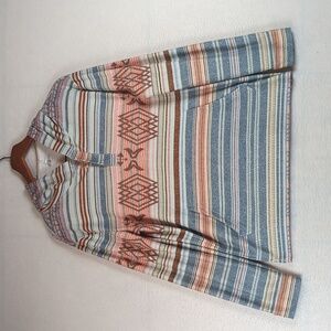 Order Plus Western Cowgirl‎ Striped Hooded Sweatshirt L